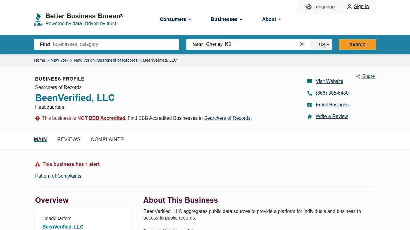 BeenVerified, LLC BBB Business Profile Better Business Bureau